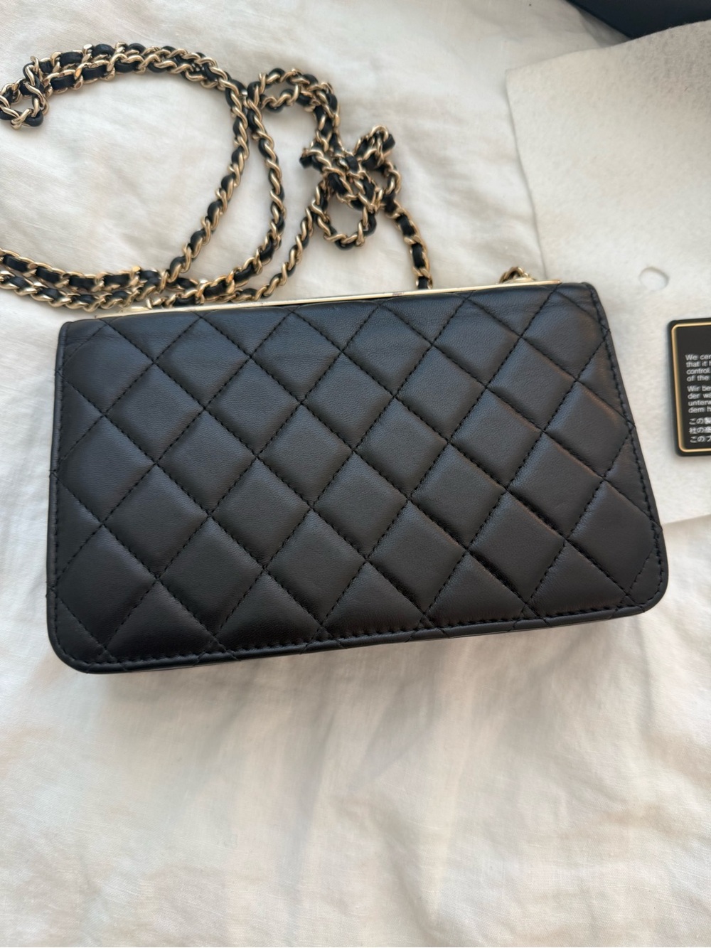 Chanel Lambskin Quilted Trendy CC Wallet On Chain WOC Black - Picture 16 of 16